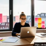 Home 17 로우코스트 비즈니스 모델의 효과적인 운영 방안 - A modern, minimalistic home office setup in a cozy German apartment, featuring a young entrepreneur ...
